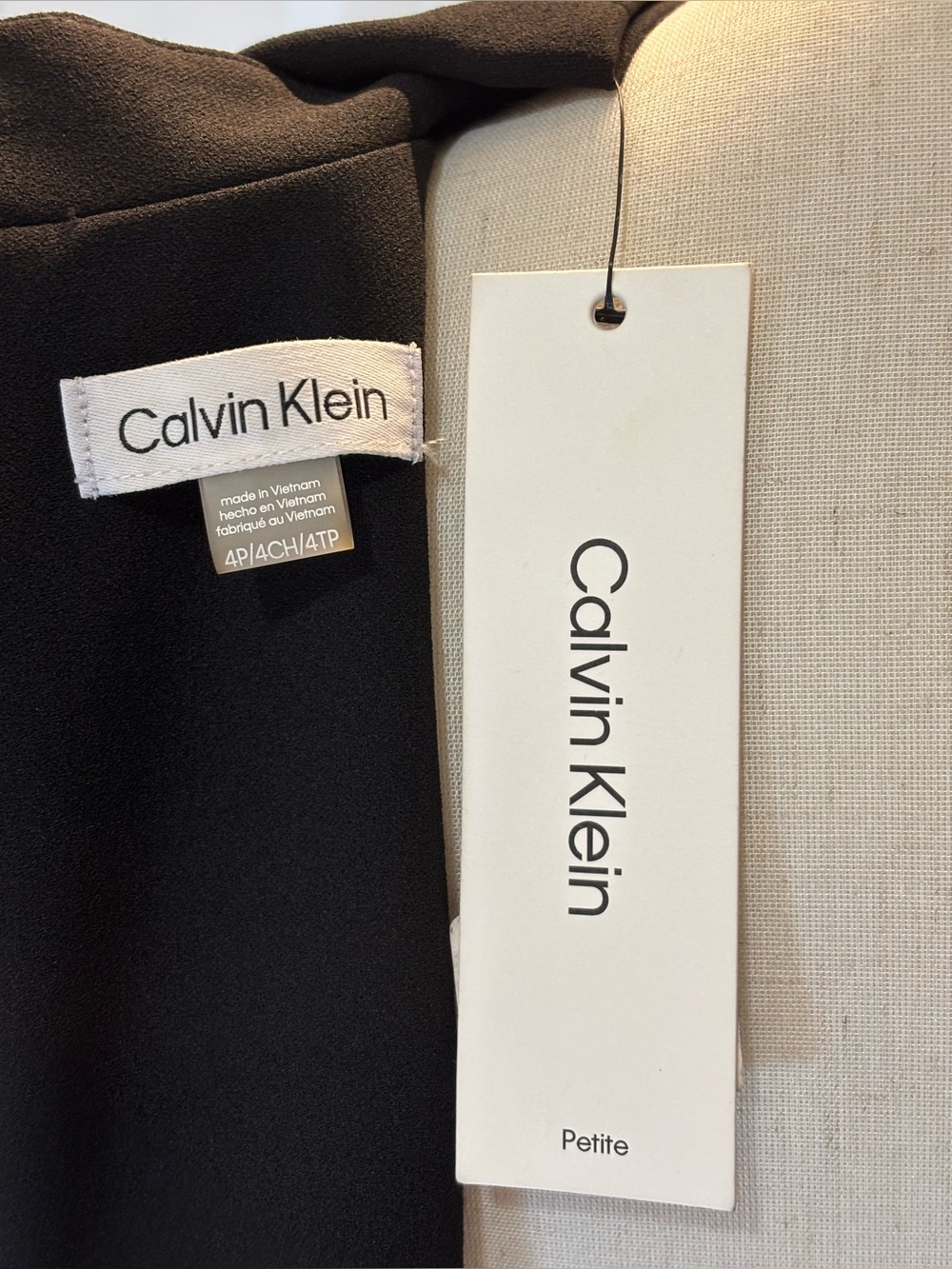 Calvin Klein Black Knee Length Sheath Dress with Mandarin Collar Size 4 PETITE - Picture 9 of 11